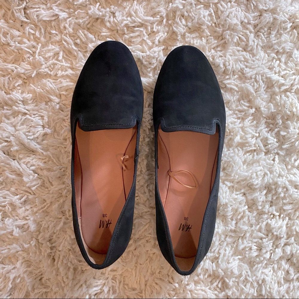 H&M black faux suede loafer flats